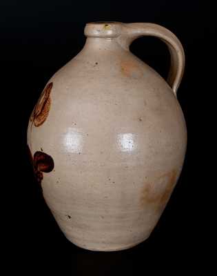  L. NORTON & SON, Bennington, VT Stoneware Jug w/ Ocher Tulip Decoration