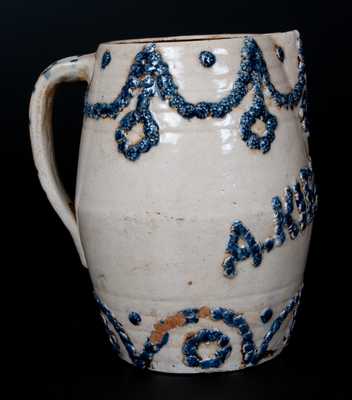 Rare Akron, OH Stoneware Presentation Pitcher with Applied Inscription