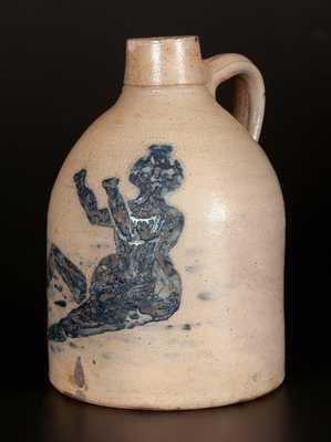 Half-Gallon Stoneware Jug with Detailed Bathing Beauty Decoration