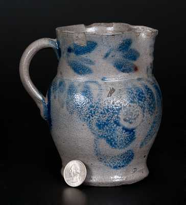 Scarce Small-Sized Stoneware Pitcher w/ Cobalt Floral Decoration, Southeastern PA origin