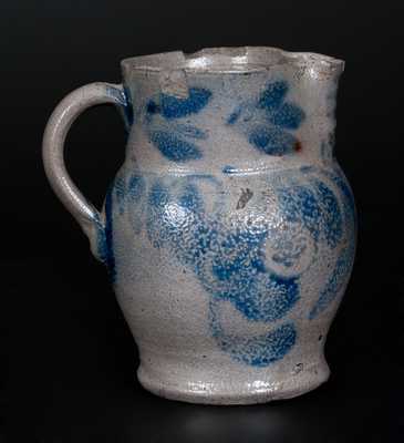 Scarce Small-Sized Stoneware Pitcher w/ Cobalt Floral Decoration, Southeastern PA origin