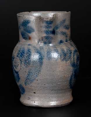 Scarce Small-Sized Stoneware Pitcher w/ Cobalt Floral Decoration, Southeastern PA origin