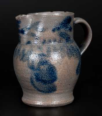 Scarce Small-Sized Stoneware Pitcher w/ Cobalt Floral Decoration, Southeastern PA origin