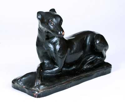 Exceedingly Rare and Important Solomon Bell / Winchester, VA Redware Whippet Figure