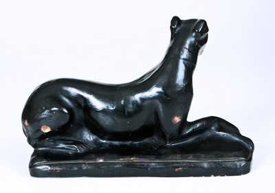 Exceedingly Rare and Important Solomon Bell / Winchester, VA Redware Whippet Figure