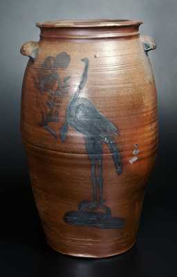 Large Morgantown, WV Stoneware Turkey Jar w/ Ornate Handles