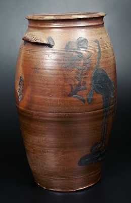 Extremely Rare Morgantown, WV Stoneware Crock w/ Large Turkey and Ornately-Molded Handles