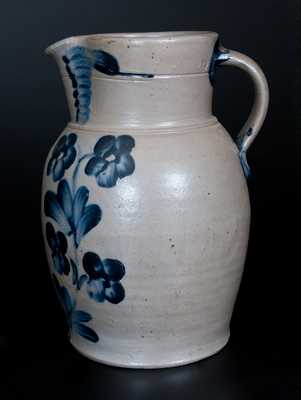 Fine Baltimore Stoneware Pitcher w/ Cobalt Floral Decoration, circa 1845