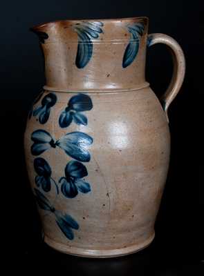 Fine Two-Gallon Stoneware Pitcher w/ Cobalt Clover Decoration, Baltimore, MD, c1850