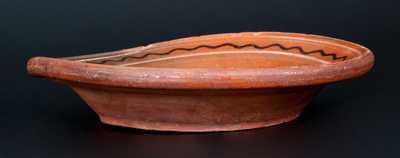 Fine Redware Dish with Three-Color Slip Decoration, American, possibly Hagerstown, MD or North Carolina