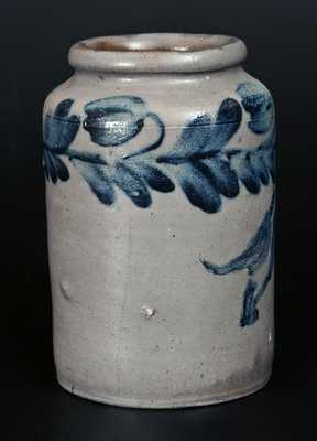 Very Rare  att. Henry Remmey, Philadelphia Incised Stoneware Bird Jar