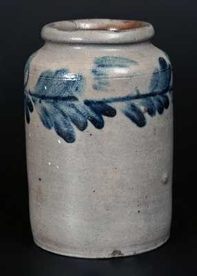 Very Rare  att. Henry Remmey, Philadelphia Incised Stoneware Bird Jar