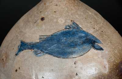 Rare Stoneware Incised Fish Jug, attrib. Paul Cushman, Albany, NY