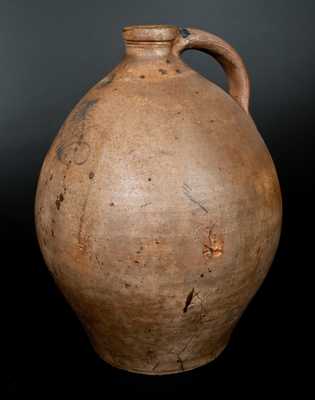 Unusual Three-Gallon Ohio Stoneware Jug with Incised Sunflower Decoration
