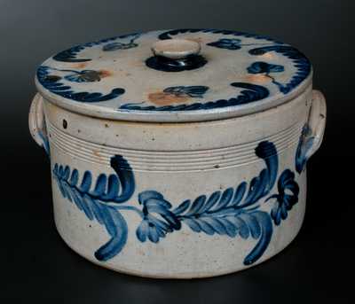 Fine Large-Sized Remmey (Philadelphia) Stoneware Cake Crock w/ Lid