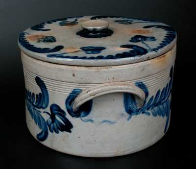 Fine Large-Sized Remmey (Philadelphia) Stoneware Cake Crock w/ Lid