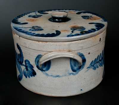 Fine Large-Sized Remmey (Philadelphia) Stoneware Cake Crock w/ Lid