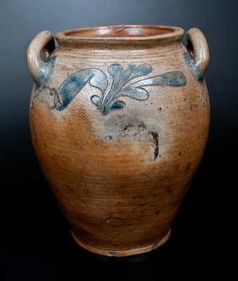 Attrib. John Remmey, III, Manhattan, NY Open-Handled Incised Stoneware Jar