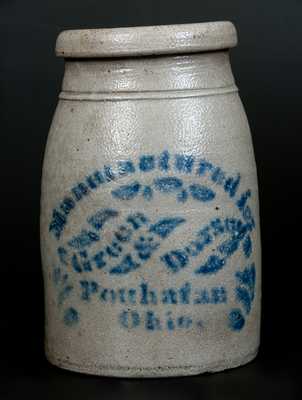 Scarce Powhatan, Ohio Stoneware Advertising Canning Jar, Western PA origin, circa 1875
