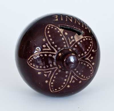 Unusual Stoneware Presentation Bank with Incised Decoration, probably Midwestern