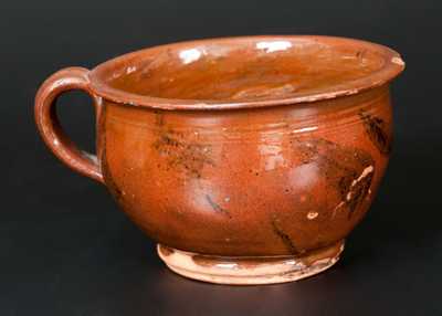 Glazed Redware Porringer, New England origin, circa 1800-1840.