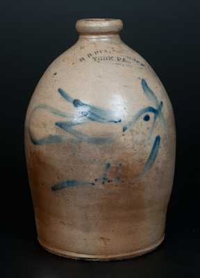 Rare 1 Gal. H. B. PFALTZGRAFF / YORK, PA Stoneware Jug with Dove of Peace Decoration