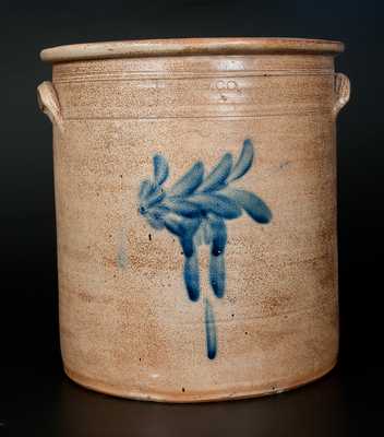 8 Gal. THE. P.S. CO. / YORK, PA (Pfaltzgraff) Stoneware Crock with Cobalt Floral Decoration