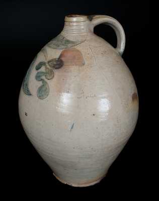 Ovoid Stoneware Jug with Incised Leaf and Floral Decoration, Old Bridge, NJ, circa 1820