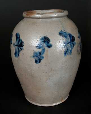 One-Gallon Ovoid Stoneware Jar w/ Floral Decoration att. Henry Harrison Remmey, Philadelphia