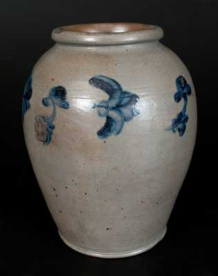 One-Gallon Ovoid Stoneware Jar w/ Floral Decoration att. Henry Harrison Remmey, Philadelphia
