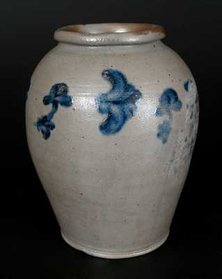 One-Gallon Ovoid Stoneware Jar w/ Floral Decoration att. Henry Harrison Remmey, Philadelphia