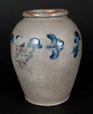 One-Gallon Ovoid Stoneware Jar w/ Floral Decoration att. Henry Harrison Remmey, Philadelphia
