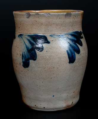 Half-Gallon Stoneware Jar w/ Cobalt Floral Decoration, attrib. Richard C. Remmey, Philadelphia, PA, c1875