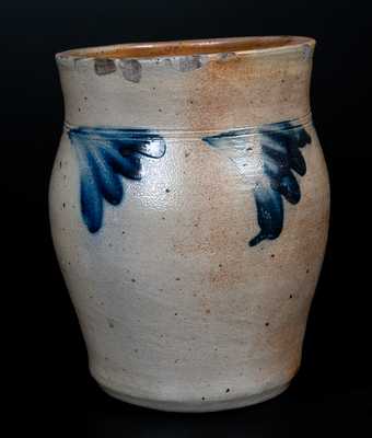 Half-Gallon Stoneware Jar w/ Cobalt Floral Decoration, attrib. Richard C. Remmey, Philadelphia, PA, c1875