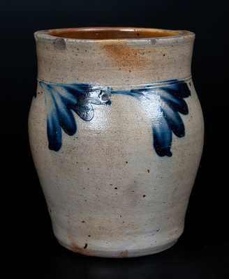 Half-Gallon Stoneware Jar w/ Cobalt Floral Decoration, attrib. Richard C. Remmey, Philadelphia, PA, c1875