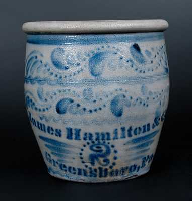 Fine Two-Gallon Jas Hamilton & Co / Greensboro, Pa. Stoneware Jar