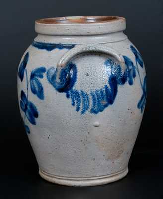 1 Gal. Philadelphia Ovoid Stoneware Jar with Floral Decoration