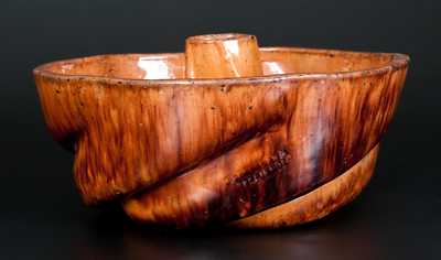 JOHN BELL / WAYNESBORO Redware Cake Mold w/ Sponged Manganese Decoration