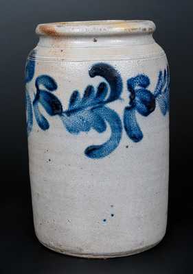 1 Gal.  Remmey, Philadelphia Stoneware Jar with Cobalt Floral Decoration