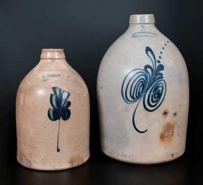 Lot of Two: Stoneware Jugs, E. NORTON & CO. / BENNINGTON, VT and F. T. WRIGHT & SON / TAUNTON, MASS