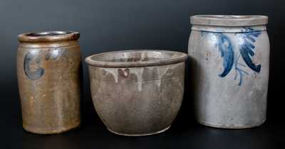 Lot of Three: Strasburg, VA Stoneware Jars incl. SOLOMON BELL / STRASBURG / VA Cream Jar