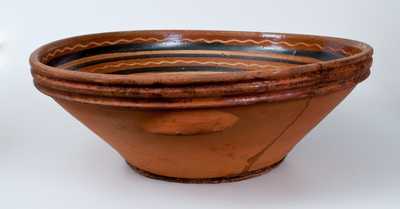 Rare Hagerstown, MD Redware Handled Bowl, late 18th century