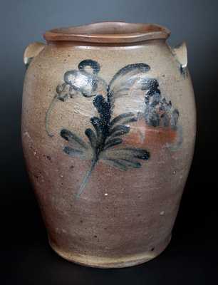 James River (Virginia) Ovoid Stoneware Jar w/ Cobalt Floral Decoration