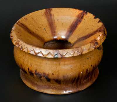 Unusual Redware Spittoon w/ Saw-Tooth Rim, possibly Jacob Heart, Chambersburg, PA