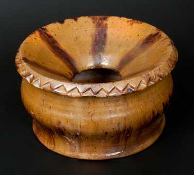 Unusual Redware Spittoon w/ Saw-Tooth Rim, possibly Jacob Heart, Chambersburg, PA