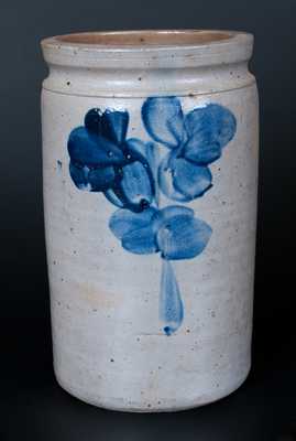 1 Gal. P. HERRMANN Stoneware Jar w/ Cobalt Floral Decoration