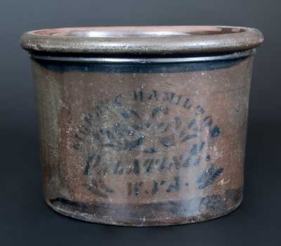 1/2 Gal. RICHEY & HAMILTON / PALATINE, W.VA Stoneware Butter Crock