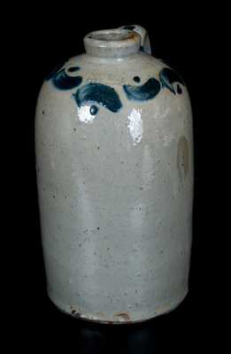 Unusual JOHN BELL / WAYNESBORO Celadon-Glazed Redware Jug w/ Cobalt Decoration
