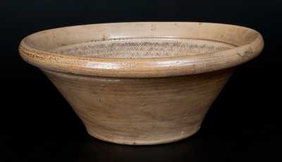 Unusual Stoneware Bowl with Tooled Interior and Impressed 