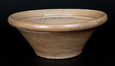 Unusual Stoneware Bowl with Tooled Interior and Impressed "3"